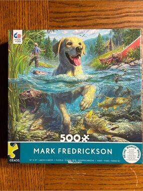 Mark Fredrickson 500pc Jigsaw Puzzle - Yellow Lab & Trout